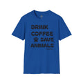 Drink Coffee Save Animals T-Shirt — Paw Print Rescue Tee