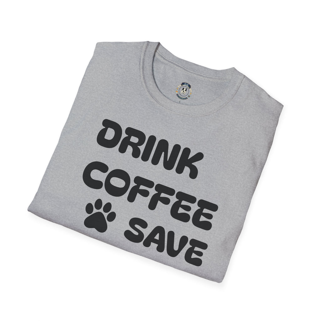 Drink Coffee Save Animals T-Shirt — Paw Print Rescue Tee